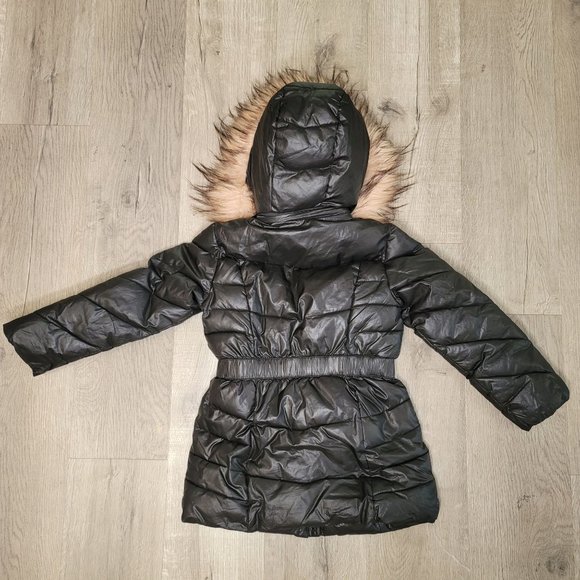 Micheal Micheal Kors Big Girls Stadium Length Belted Puffer coat fuzzy hood 5/6 - Picture 2 of 6